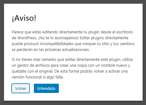 Aviso de seguridad de WordPress